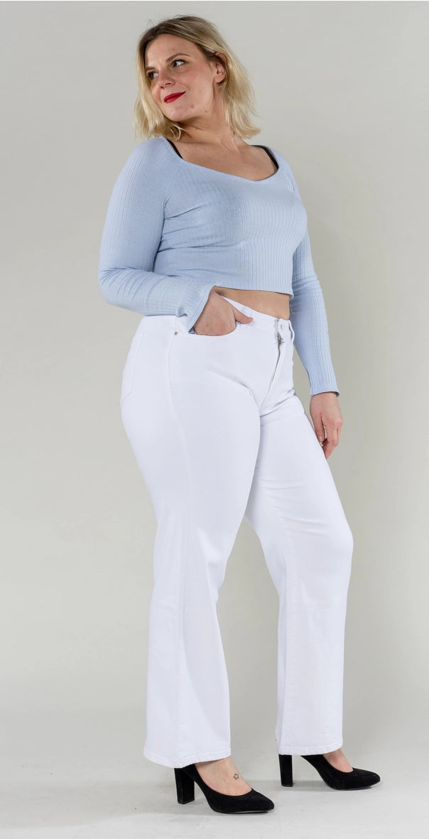 Plus Size Curve  Flared White Jeans