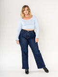 Plus Size Curve  Flared  Dark Blue Jeans