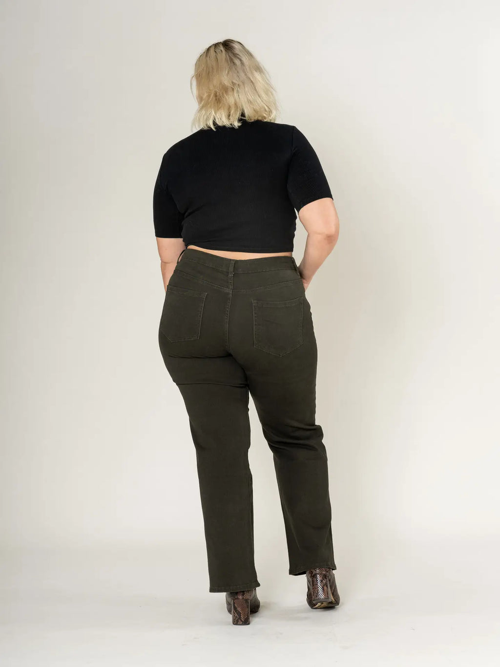 Plus Size Curve  Flared  Militar Green Jeans