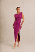 Pink Draped Dress with bijouterie detail