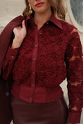Bordeaux Blouse with embroidered floral details
