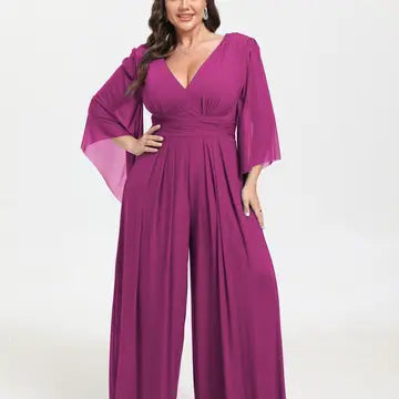 Plus Size V-Neck  Jumpsuit