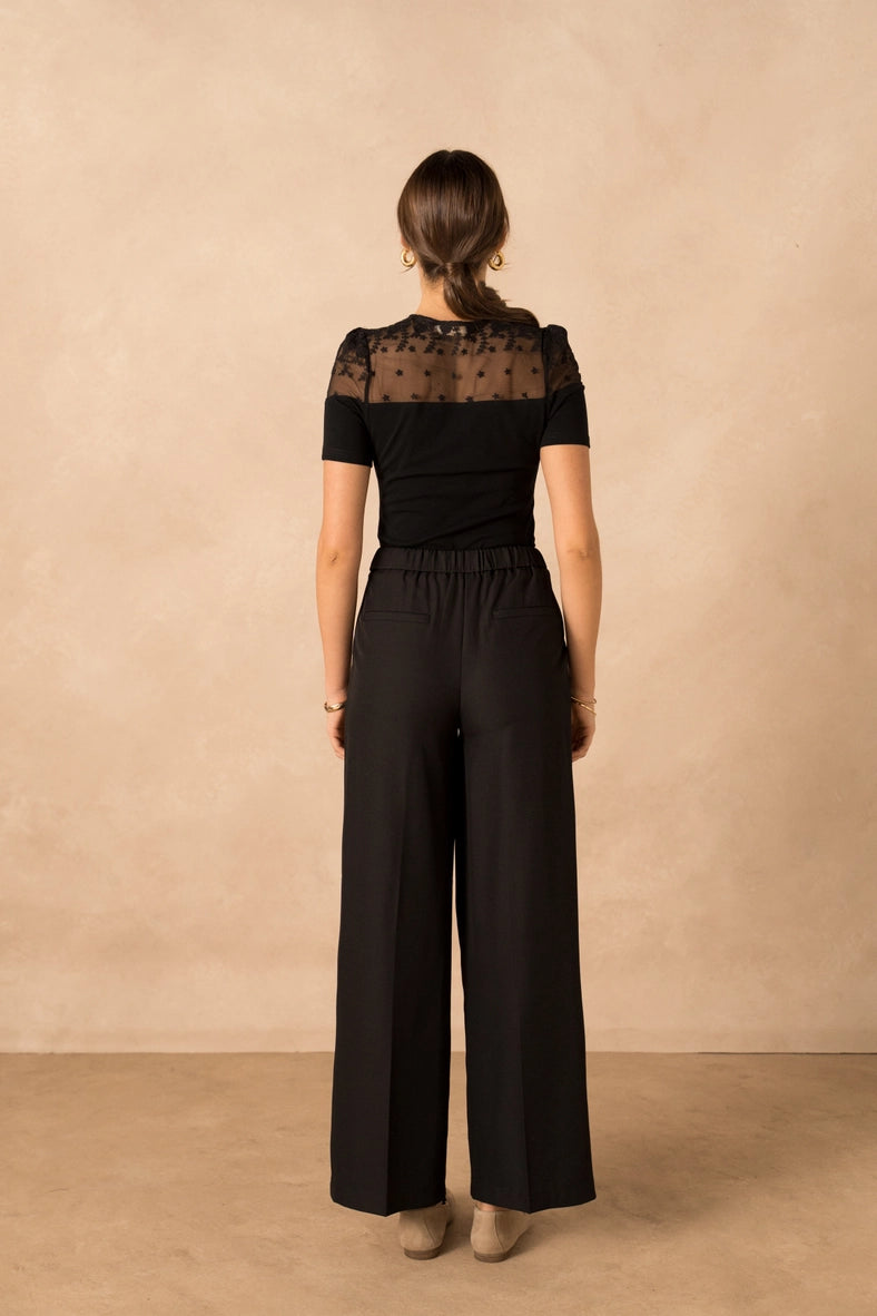 Black Short Sleeve Shirts with lace