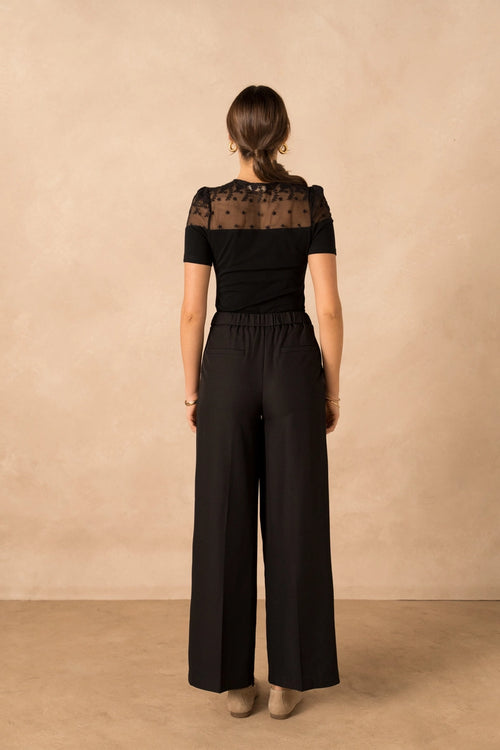 Black Short Sleeve Shirts with lace