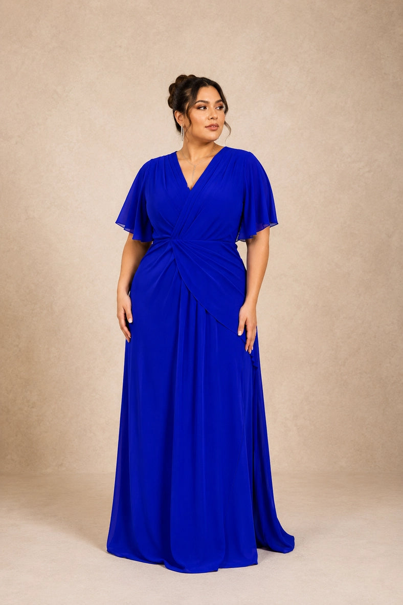 Plus-Size Dress  with Draped Waist