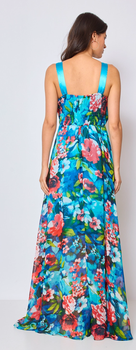 Long Blue Floral Dress