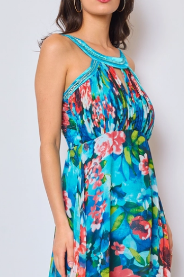 Long Blue Floral Dress