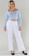 Plus Size Curve  Flared White Jeans