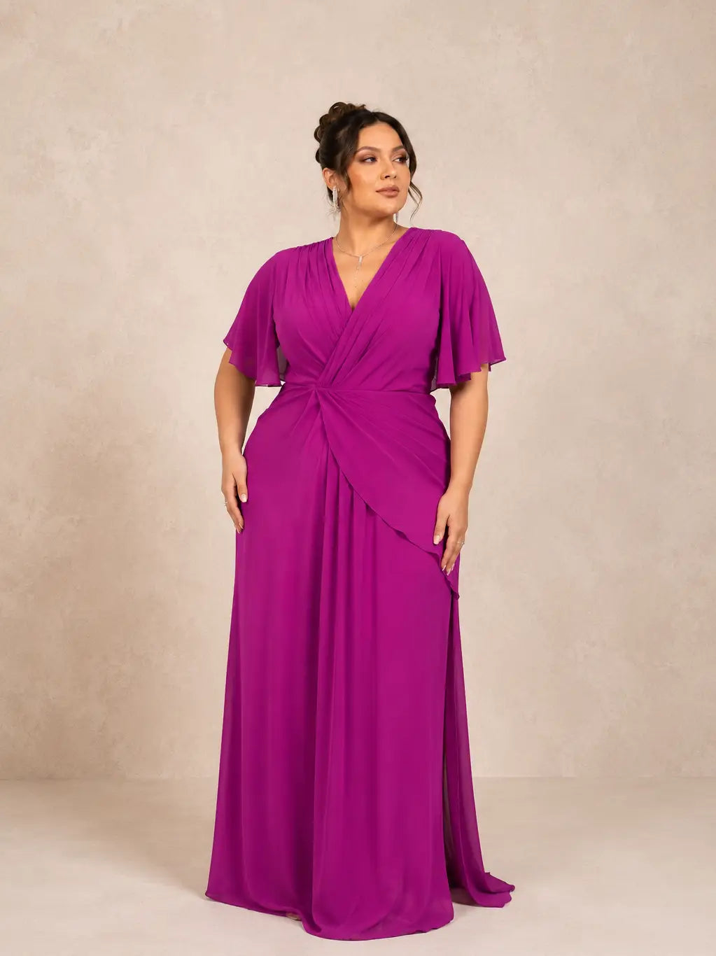 Plus-Size Dress  with Draped Waist