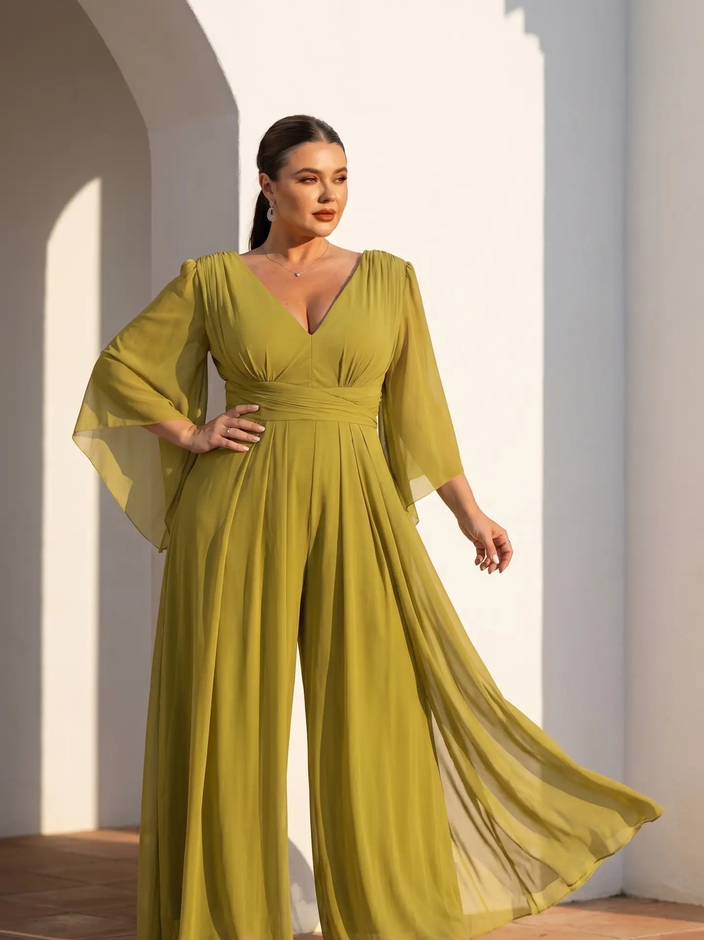 Plus Size V-Neck  Jumpsuit