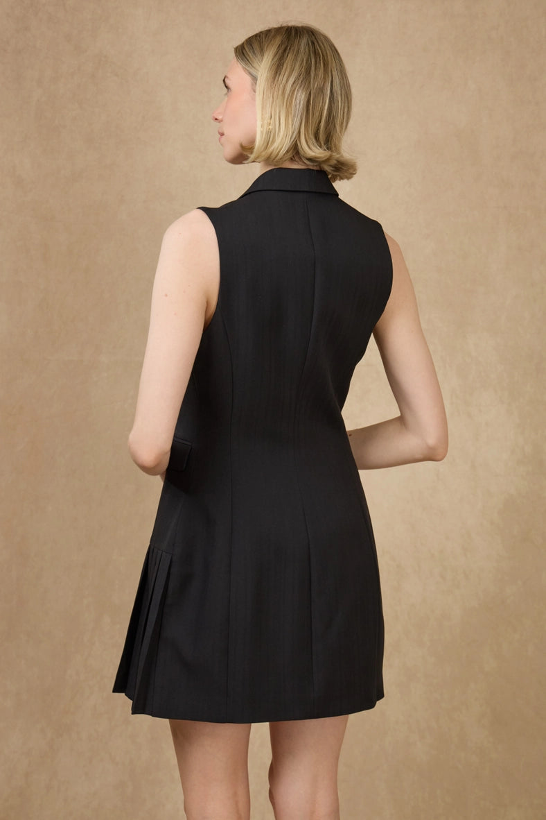 Sleeveless Blazer  Black Dress