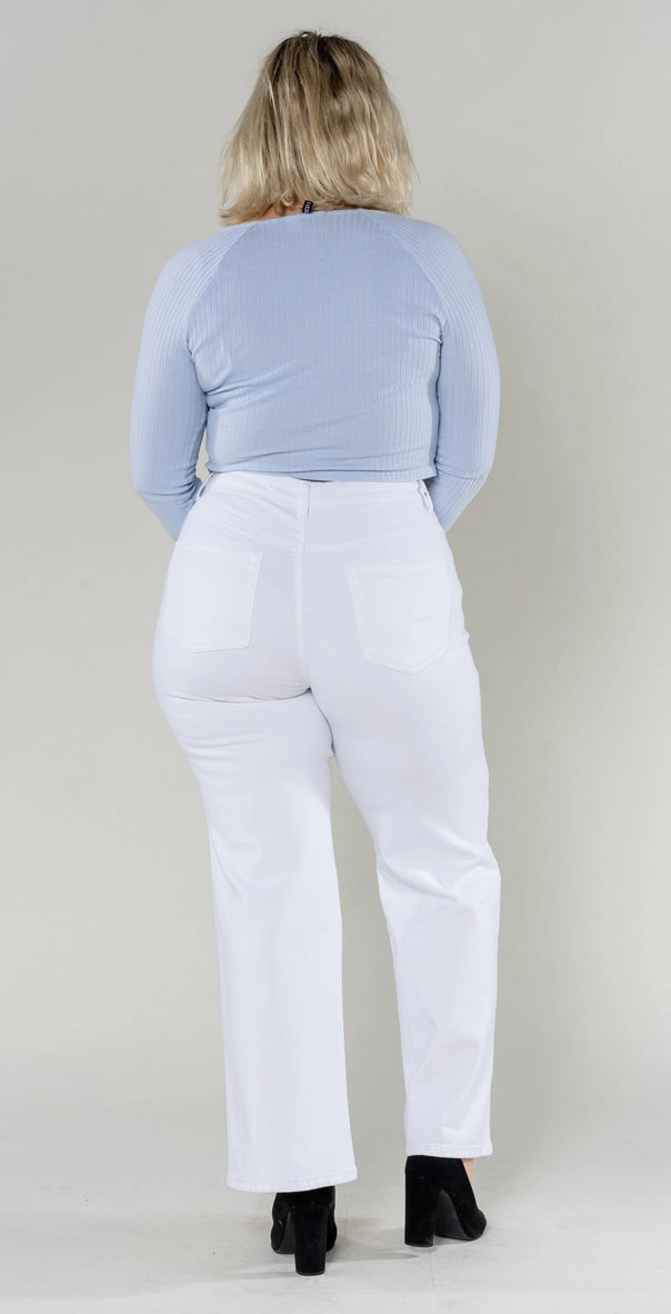 Plus Size Curve  Flared White Jeans