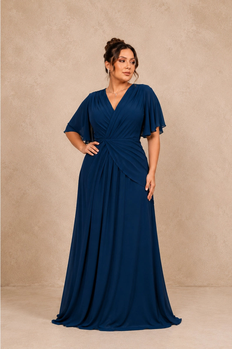 Plus-Size Dress  with Draped Waist