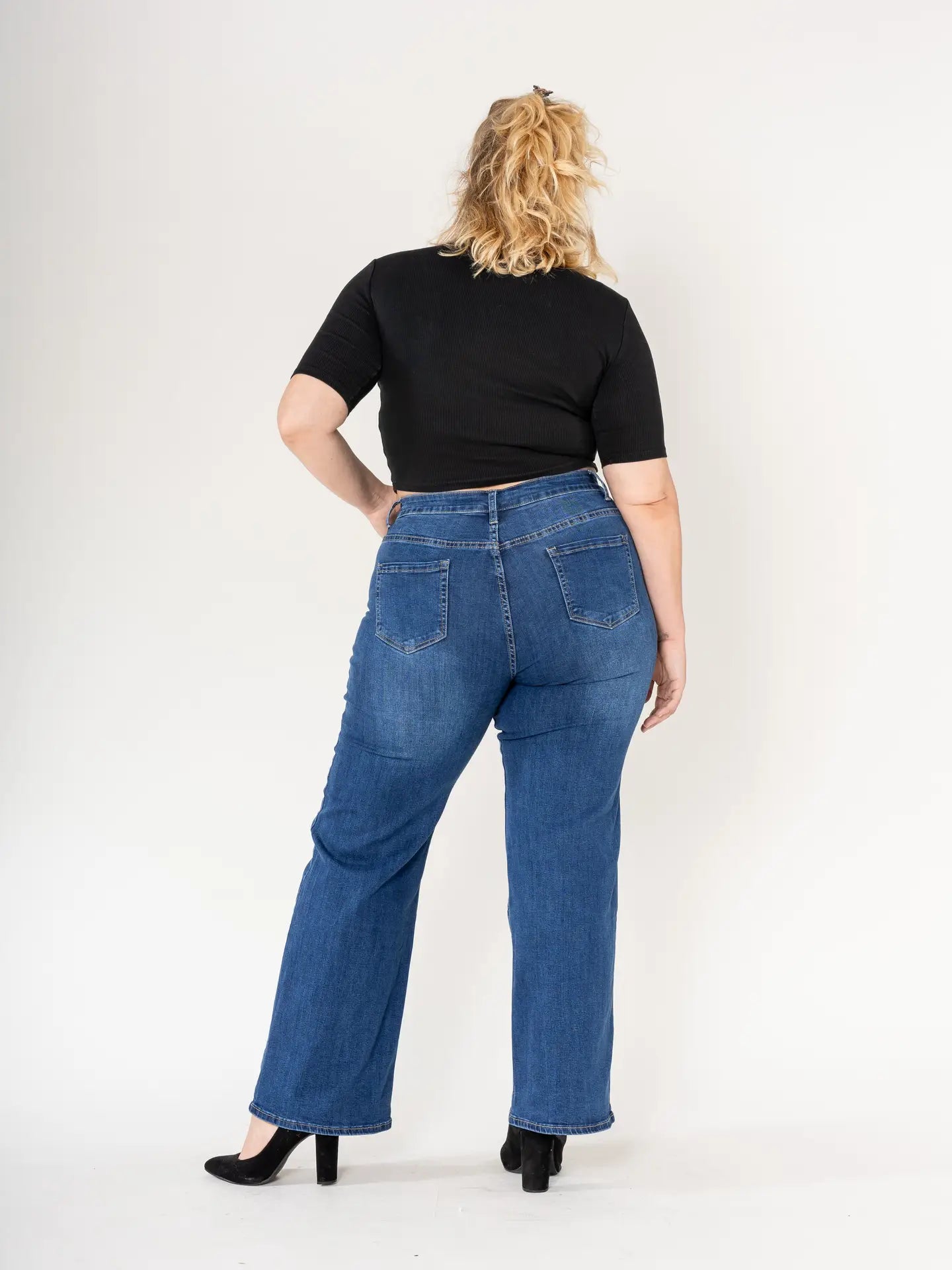 Plus Size Curve  Flared Midle Blue
