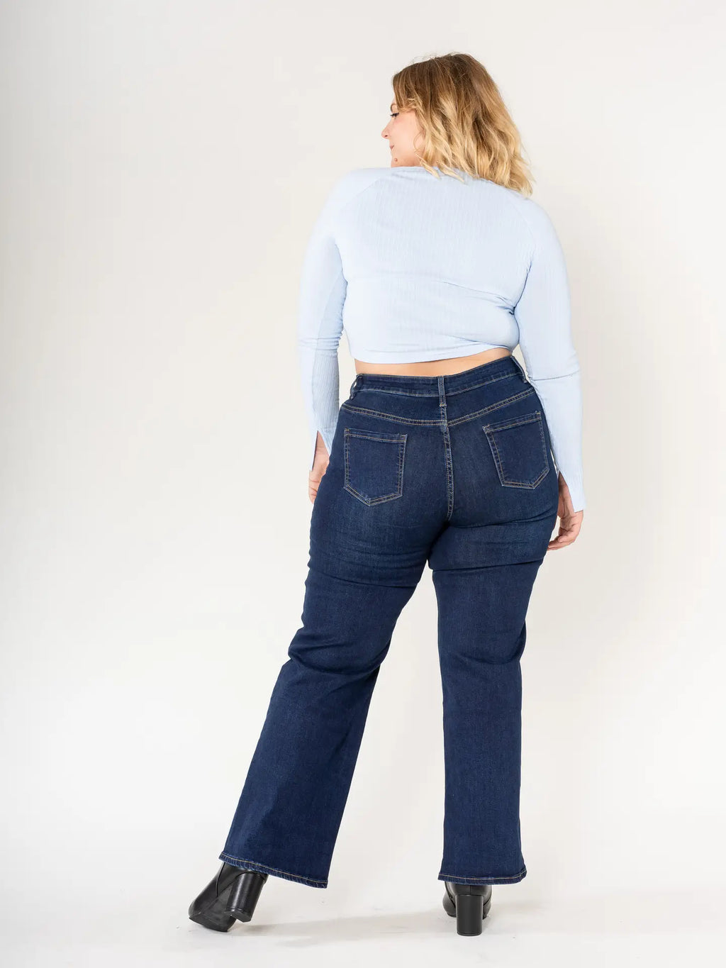 Plus Size Curve  Flared  Dark Blue Jeans