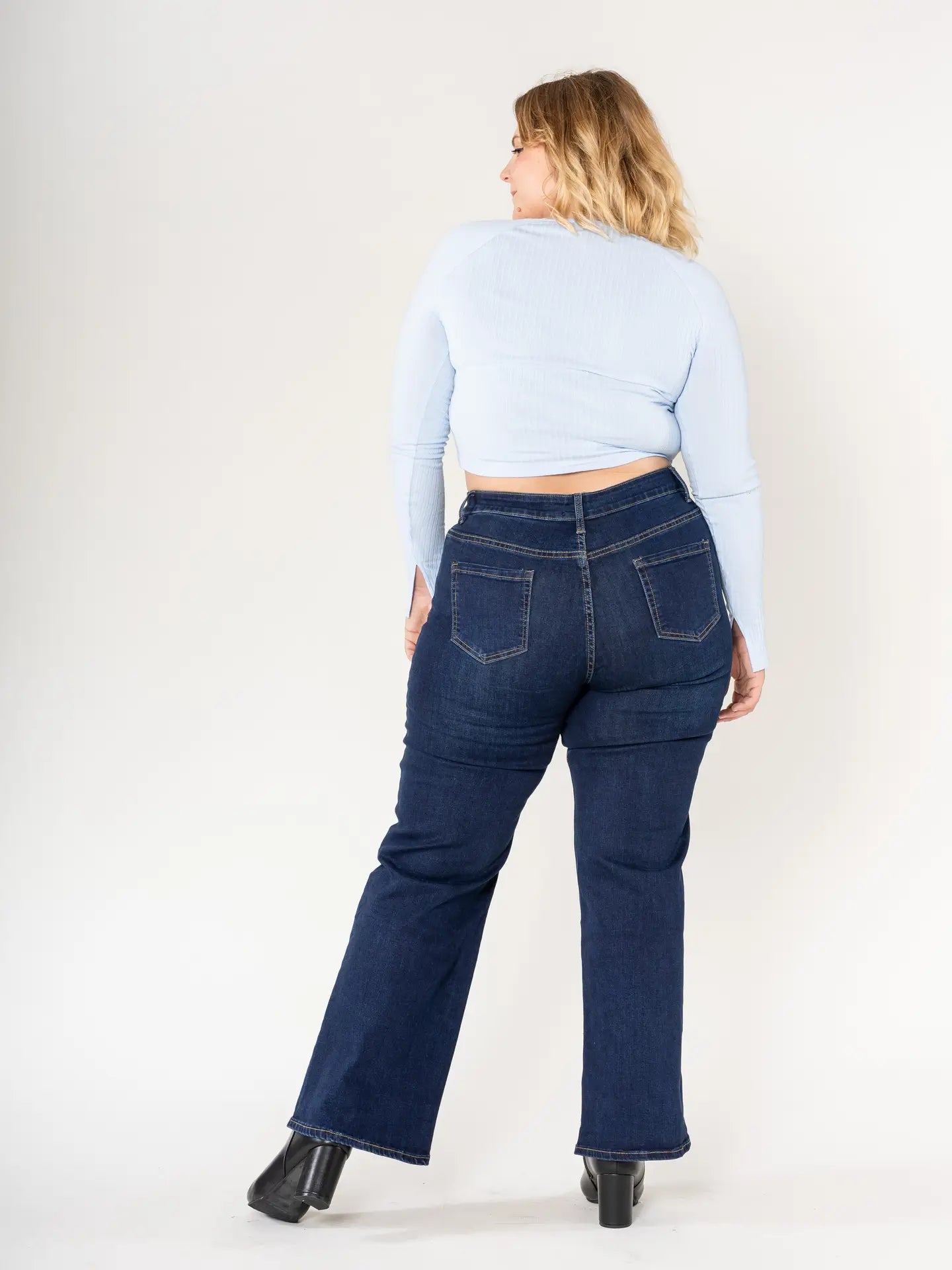 Plus Size Curve  Flared  Dark Blue Jeans